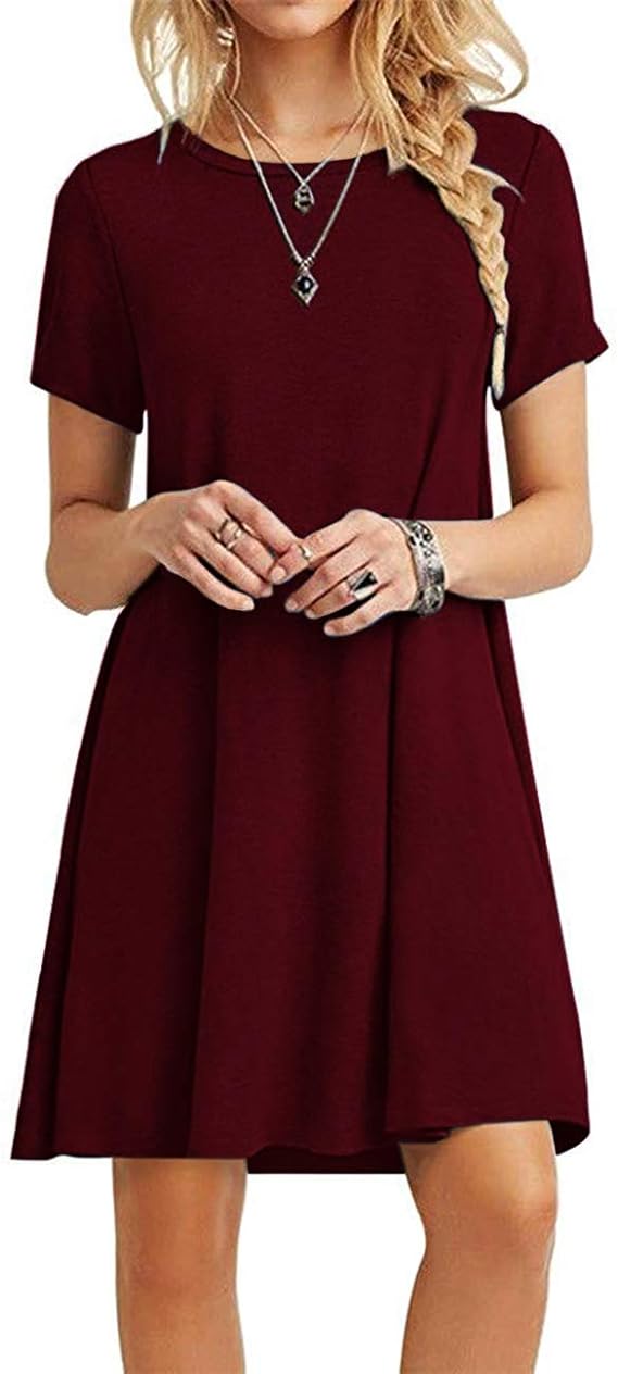 EXIER Casual Short Sleeve T-Shirt Dress