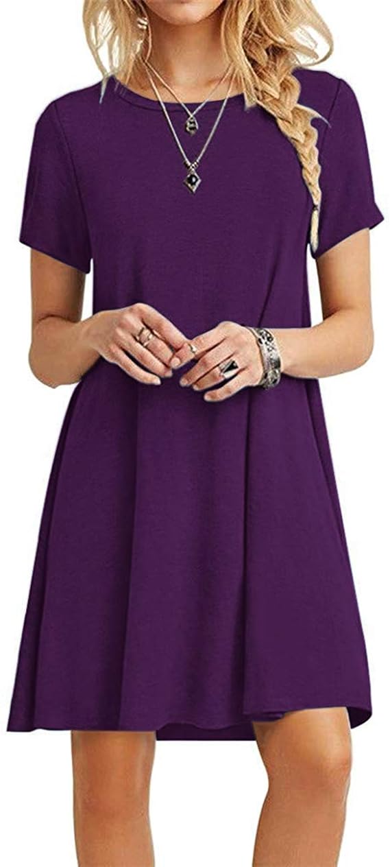 EXIER Casual Short Sleeve T-Shirt Dress EXIER Casual Short Sleeve T-Shirt Dress