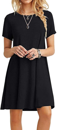 EXIER Casual Short Sleeve T-Shirt Dress